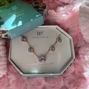 Bomb Party Aquamarine CZ Necklace Rose Gold Plating